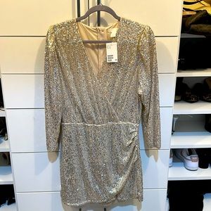 H&M long sleeve sequined party romper